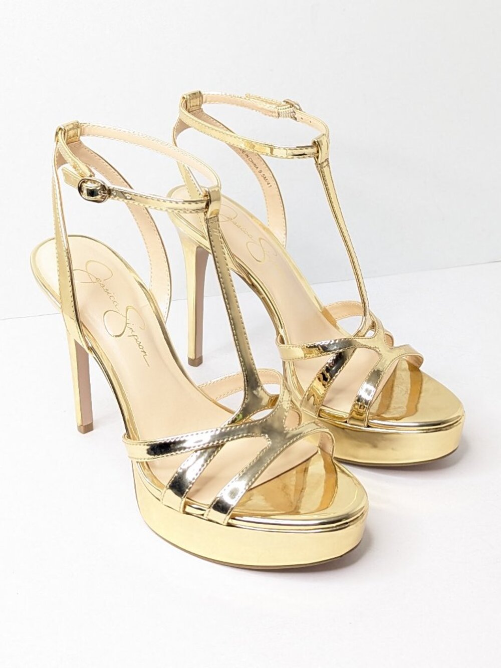 Jessica Simpson Sippete Platform Heels Gold Metallic Women's 9.5